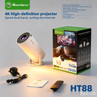 Mini projecteur HT88 2K avec haut-parleurs intégrés, WiFi sans fil, LCD portable, Android 11, système de cinéma maison, 120 lumens, 8 Go/1 Go