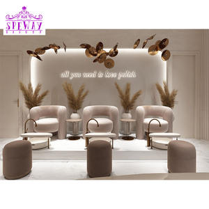 2024 Beauty Supply Elegance <strong>Cream</strong> Salon Furnitures Salon Equipment Nail <strong>Foot</strong> Pedicure Spa Chairs With <strong>Stool</strong> - Product Image 1