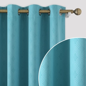 Rideaux de chambre Bindi Teal à motif géométrique marocain gaufré, occultants pour placard - Product Image 6