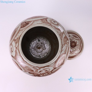 Rzx91 Jingdezhen Antique Hongwu sous glaçure <span class=keywords><strong>rouge</strong></span> eau de mer et <span class=keywords><strong>poisson</strong></span> motif Pot en céramique pots en porcelaine - Product Image 5