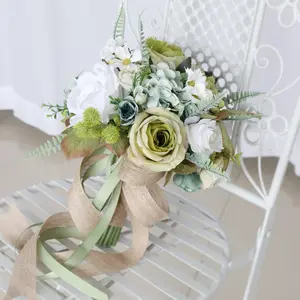 Grosir buket bunga buatan pengantin wanita pernikahan buket Tossing pengiring pengantin untuk perayaan pernikahan hari jadi pernikahan