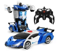 Voiture télécommandée 27 MHz transformable en robot avec fonction de déformation à une touche et pulvérisation, jouet avec lumière LED pour garçons et enfants, cadeau