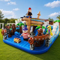 Château gonflable commercial pirate avec toboggan, thème océan, aire de jeux gonflable pour enfants, location pour parc d'attractions
