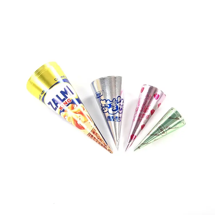 Aluminum Foil Paper Custom Printed Ice Cream Paper Cone Sleeve Paper Holder