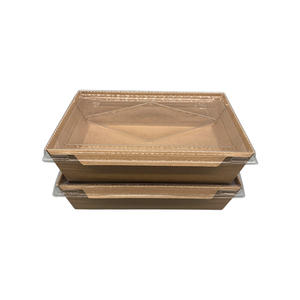 Biodegradable Customized 1200ml Take Out Food Folding Kraft Paper Lunch Salad Box With Lid - Product Image 4