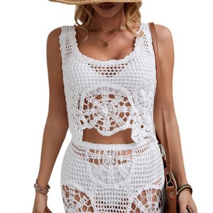 Nouvelle Robe <span class=keywords><strong>de</strong></span> Plage Femme Couleur Unie Sexy Transparente Évidée <span class=keywords><strong>Maillot</strong></span> <span class=keywords><strong>de</strong></span> <span class=keywords><strong>Bain</strong></span> Bikini Protection Solaire Tenue <span class=keywords><strong>de</strong></span> Vacances - Product Image 5