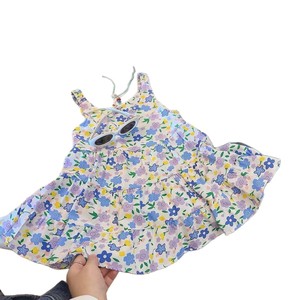 Nouvelle collection d'été, robe à bretelles spaghetti à col rond respirant, à fleurs, longueur genoux, jupe pour filles, bébé princesse, coupe évasée - Product Image 5