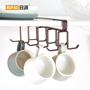 Ripai Cabinet Hanging Rack Carbon Steel L-shaped Cup Holder <b>Kitchen</b> <b>Storage</b> Organizer - Product Image 1