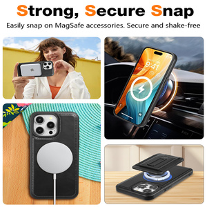 Étui de <span class=keywords><strong>T</strong></span>éléphone Professionnel en Cuir PU Magnétique pour iPhone 13 14 15 16 Pro Max Avec Porte-Cartes Support Multi-Fonctions Anti-Choc - Product Image 6