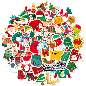50 pièces autocollant <span class=keywords><strong>de</strong></span> noël pour adolescents enfants étanche décor ordinateur portable bouteille père noël noël fête <span class=keywords><strong>dessin</strong></span> animé autocollants - Product Image 1