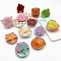 Groothandel op maat gemaakte acryl telefoonhouder met schattig dieren-/mode-/fruitdesign, opvouwbaar, thermische transfer