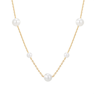 Plata <span class=keywords><strong>de</strong></span> Ley 925 <span class=keywords><strong>de</strong></span> alta calidad <span class=keywords><strong>con</strong></span> collar <span class=keywords><strong>de</strong></span> <span class=keywords><strong>cadena</strong></span> <span class=keywords><strong>de</strong></span> perlas brillantes chapado en <span class=keywords><strong>oro</strong></span> <span class=keywords><strong>de</strong></span> 18 quilates <span class=keywords><strong>cadena</strong></span> ajustable para mujer - Product Image 1
