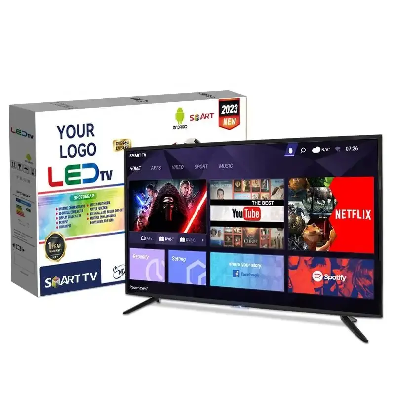 Fabrika LCD LED TV 32 inç Android televizyon 4K akıllı TV 40 43 50 55 inç ucuz düz ekran TV için satış