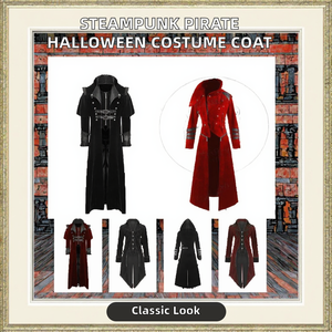 Disfraz <span class=keywords><strong>de</strong></span> Pirata Steampunk Medieval para Hombre, Estilo Vintage, para Halloween, Televisión o Cine, Chaqueta Larga Negra con Abertura, Pantalones <span class=keywords><strong>de</strong></span> Poliéster con Armadura Gótica - Product Image 2