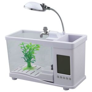 JRミニ水槽 ベタ水槽 USB LED照明付き 小型水槽 オフィス観賞用 透明アクリル水槽 - Product Image 2