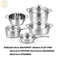 Acier inoxydable martelé 304 ustensiles de cuisine 9 pièces 3 plis casseroles et ensemble de casseroles pour la cuisine cuisson Non toxique lave-vaisselle