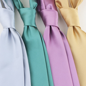 Venta al por mayor Trajes de hombre Accesorio de negocios <span class=keywords><strong>Corbata</strong></span> informal Color sólido Hombre Satén Tela de poliéster liso <span class=keywords><strong>Corbata</strong></span> de 7cm - Product Image 1