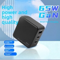 Chargeur rapide GaN 65W PD3.0 ignifuge avec protection contre les surtensions, prise US/EU, 3 ports, certifié CE FCC PSE, adaptateur de chargeur