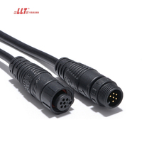 Connecteur de câble électrique M12 à 6 broches LED, connecteur de câble étanche pour extérieur à 2, 3, 4, 5, 7, 8 broches