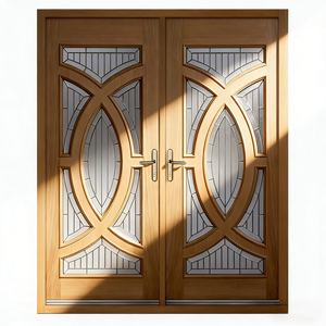 Porte d'entrée moderne en bois massif renforcé de fibre de verre, anti-effraction, avec vitrage, pour usage extérieur - Product Image 4