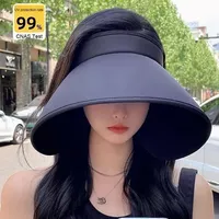 Chapeaux de soleil pour femmes Summer UV Protection Wide Brim Visor Hat Full Face Coverage Outdoor Cycling Visor Cap