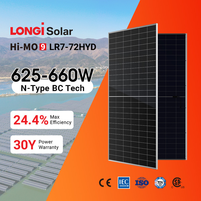 Longi Double Glass Solar Panels Mono 620w 635W 640W 650W Bifacial Solar Panel in Stock