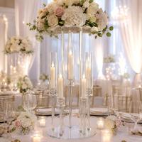 Nuevo Portavelas de Acrílico Transparente, Estilo Moderno Minimalista, Centro de Mesa para Bodas, Florero de Cristal para Salón