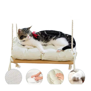 Hamaca para gatos de madera, color madera natural, cama para gatos para colgar en la ventana, para uso en interiores y exteriores. - Product Image 5