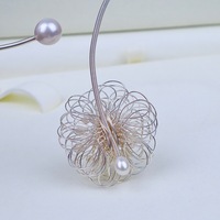 Open Design S925 Collier ras du cou en fil d'argent avec perle d'eau douce Cadeau de mariage en forme de coeur fait à la main pour les filles