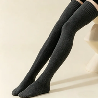Chaussettes de compression en coton personnalisées 15 à 20 mmHg, pour sport et loisirs, hauteur cuisse, épaisses, avec soutien de la voûte plantaire, pour femmes