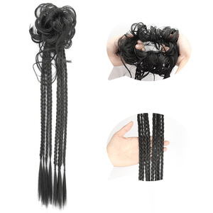 Perruque synthétique en fibre haute température, 24 pouces, effet désordonné et volumineux, noir et blond, avec extension <span class=keywords><strong>queue</strong></span> <span class=keywords><strong>de</strong></span> <span class=keywords><strong>cheval</strong></span> à anneau - Product Image 3