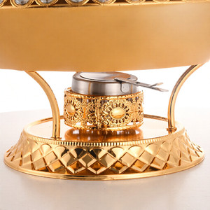 Equipo de catering para restaurantes, juego de <span class=keywords><strong>calentadores</strong></span> de acero inoxidable para buffet, calentador a gas, capacidad de 8L, lujo para banquetes, decoración dorada. - Product Image 4