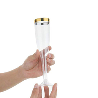 Fabricante chino de toda venta de plástico de plata de Rim desechables Champagne Vino flautas para las partes boda tostado