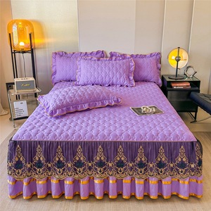 ODM/OEM Luxury Modern 3-Piece Bedskirt <strong>Set</strong> ODM/OEM Matching Curtains King Size Lace <strong>Ruffle</strong> Polyester Bedding <strong>Set</strong> - Product Image 5