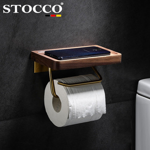 <span class=keywords><strong>Porte</strong></span>-<span class=keywords><strong>papier</strong></span> <span class=keywords><strong>toilette</strong></span> en bois de noyer <span class=keywords><strong>naturel</strong></span> STOCCO avec étagère, distributeur de <span class=keywords><strong>papier</strong></span> de luxe en alliage d'aluminium pour suites d'hôtels haut de gamme - Product Image 2