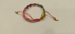 Bracelet artisanal Sstringz en perles Miyuki Delica violet lavande avec motif géométrique doré et turquoise, bijoux bohèmes ajustables - Product Image 5