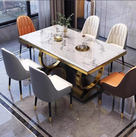 Table à Manger Rectangulaire de Luxe Moderne 6-12 Places, Plateau en Marbre Cendré Noir, Design Italien, Coréen, Dubai, Naturel pour Cuisine