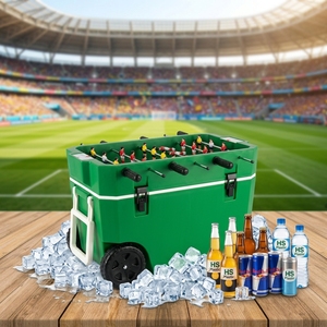 Nevera Portátil Compacta de Plástico de 60L Roja con Mini Futbolín para Fiestas Familiares en Interiores y Exteriores con Logo Promocional - Product Image 6