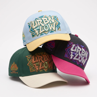 Gorra de Béisbol Personalizada con Bordado al por Mayor, Gorra de Sarga de Algodón con Bordado 3D en Relieve, Logotipo Floral de Graffiti, Diseño de Dos Tonos