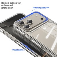 Coque de téléphone transparente 1,5 mm pour iPhone 17 Pro Max, protection antichoc avec coins renforcés en TPU et coque rigide en acrylique pour iPhone 16 Pro 15 14 Plus