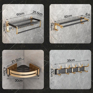 <span class=keywords><strong>Set</strong></span> di <span class=keywords><strong>Accessori</strong></span> per il <span class=keywords><strong>Bagno</strong></span> in Alluminio Nero e Oro, Portasciugamani e <span class=keywords><strong>Set</strong></span> di <span class=keywords><strong>Accessori</strong></span> per il <span class=keywords><strong>Bagno</strong></span> - Product Image 6