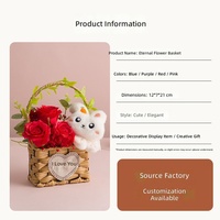 Bouquet de poupées faites à la main, panier de fleurs créatif et mignon en forme de rose, cadeau pour anniversaire, fête des mères, fête des enseignants, fête des femmes, longue durée (3-5 jours)