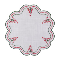 Set de table de cuisine en polyester brodé de fleurs de Noël, fabriqué en Chine, rouge et vert, 2026