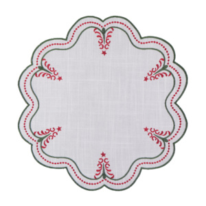 Tovaglietta Natalizia 2026 Made in China con Ricamo Floreale in Poliestere, Tovaglietta Rossa <span class=keywords><strong>e</strong></span> Verde - Product Image 3
