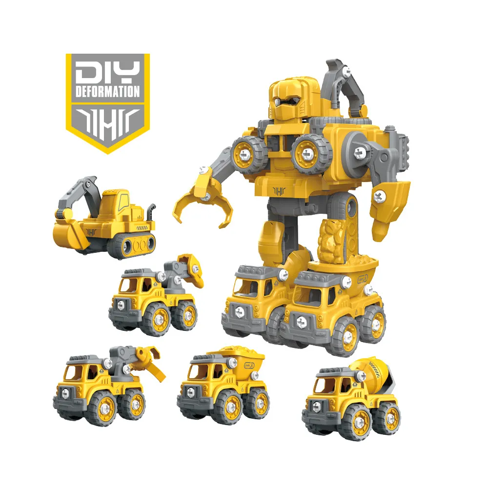 2022 Amazon smonta trasforma i giocattoli del robot, 5 in 1 giocattoli dell'automobile <span class=keywords><strong>di</strong></span> deformazione giocattolo del ragazzo del veicolo <span class=keywords><strong>di</strong></span> ingegneria