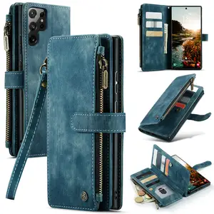 Caseme Rits Kaarthouder Magnetische Zakelijke Lederen Portemonnee Stand Cover Phone Bags Case Voor Samsung Galaxy S22 Ultra S21 Plus s20