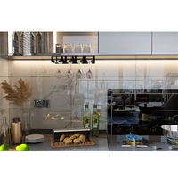 Porte-verres à vin suspendu en fil de fer métallique décoratif moderne, mini, 4 rangées, vente en gros pour bar, cuisine, armoire, refroidissement inclus