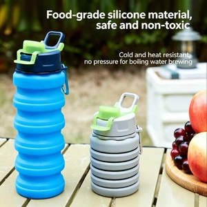 Collapsible Silicone Water Bottle 500ML BPA Free Foldable Leakproof Sports Travel Camping Outdoor Dishwasher Safe Eco-friendly - Product Image 3