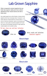 Piedras preciosas sintéticas de corindón suelto Azul Real, cojín largo de 10*12mm, zafiro cultivado en laboratorio de aciano con grietas e inclusiones - Product Image 5