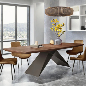 Ensemble de <span class=keywords><strong>table</strong></span> à manger en bois massif extensible nordique <span class=keywords><strong>Table</strong></span> longue en noyer rectangulaire pour <span class=keywords><strong>8</strong></span> <span class=keywords><strong>personnes</strong></span> Home <span class=keywords><strong>Bar</strong></span> Cuisine - Product Image 4
